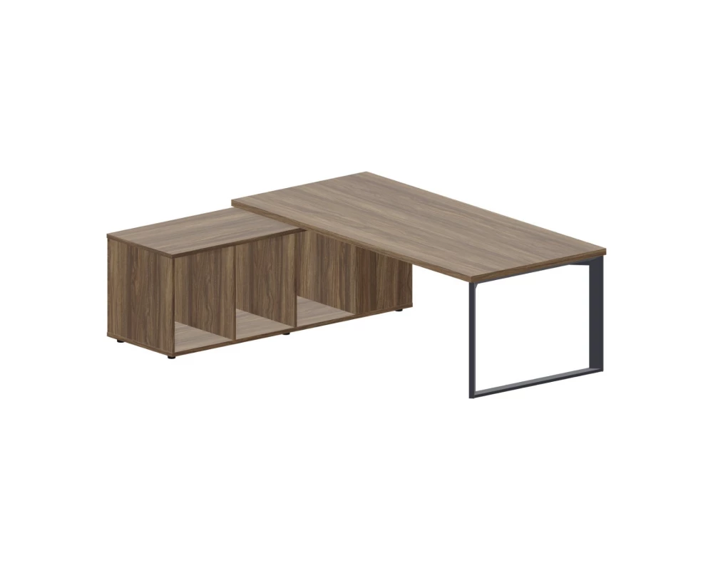 Стол на опорной сервисной тумбе (левый) 220х180х74 Fortum Орех/Антрацит